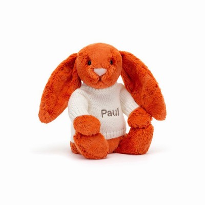 Jellycat Bashful Tangerine Bunny with Cream Jumper UK | 18096XQEO